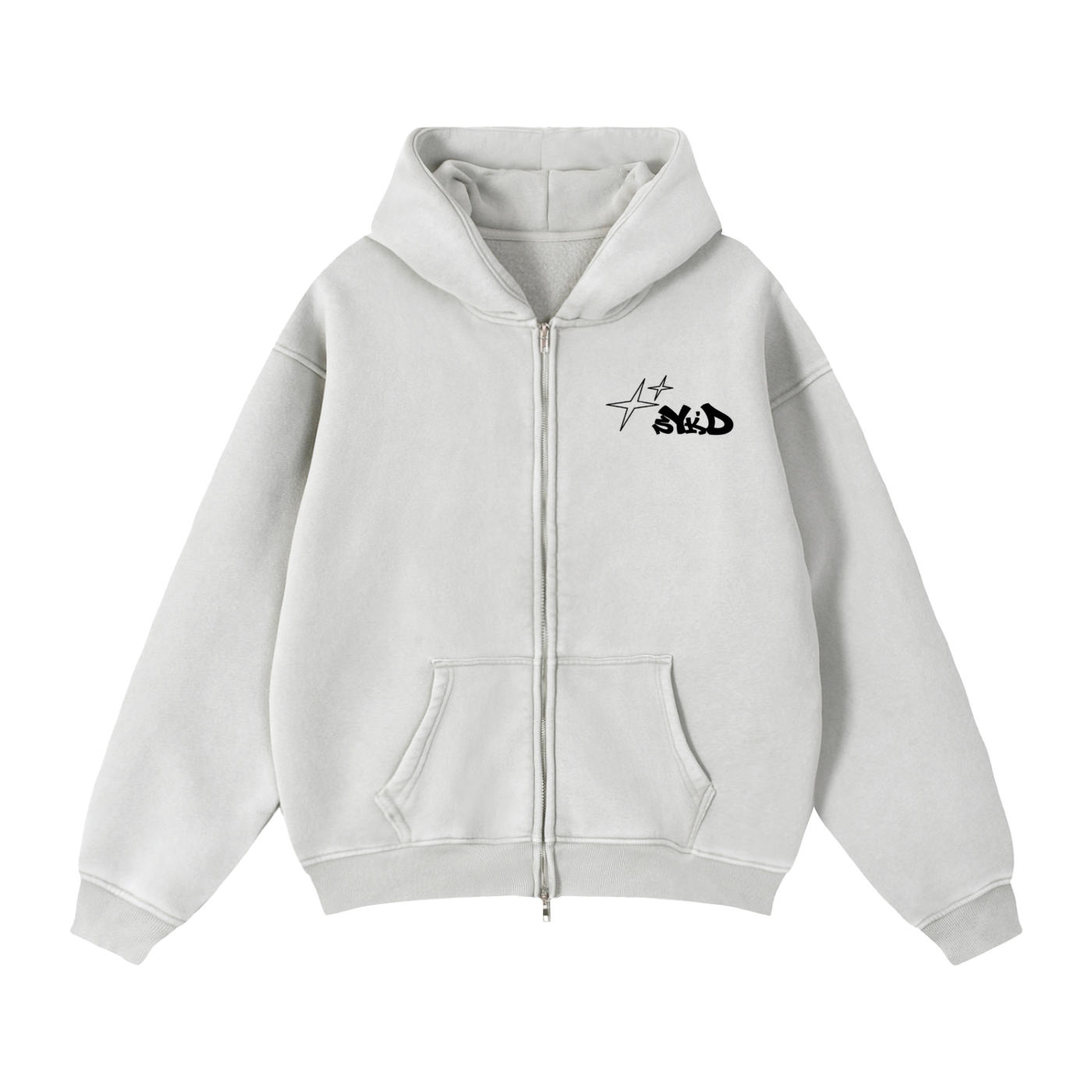 Zip-Through Boxy Fleece Hoodie (TALZ STYLE)